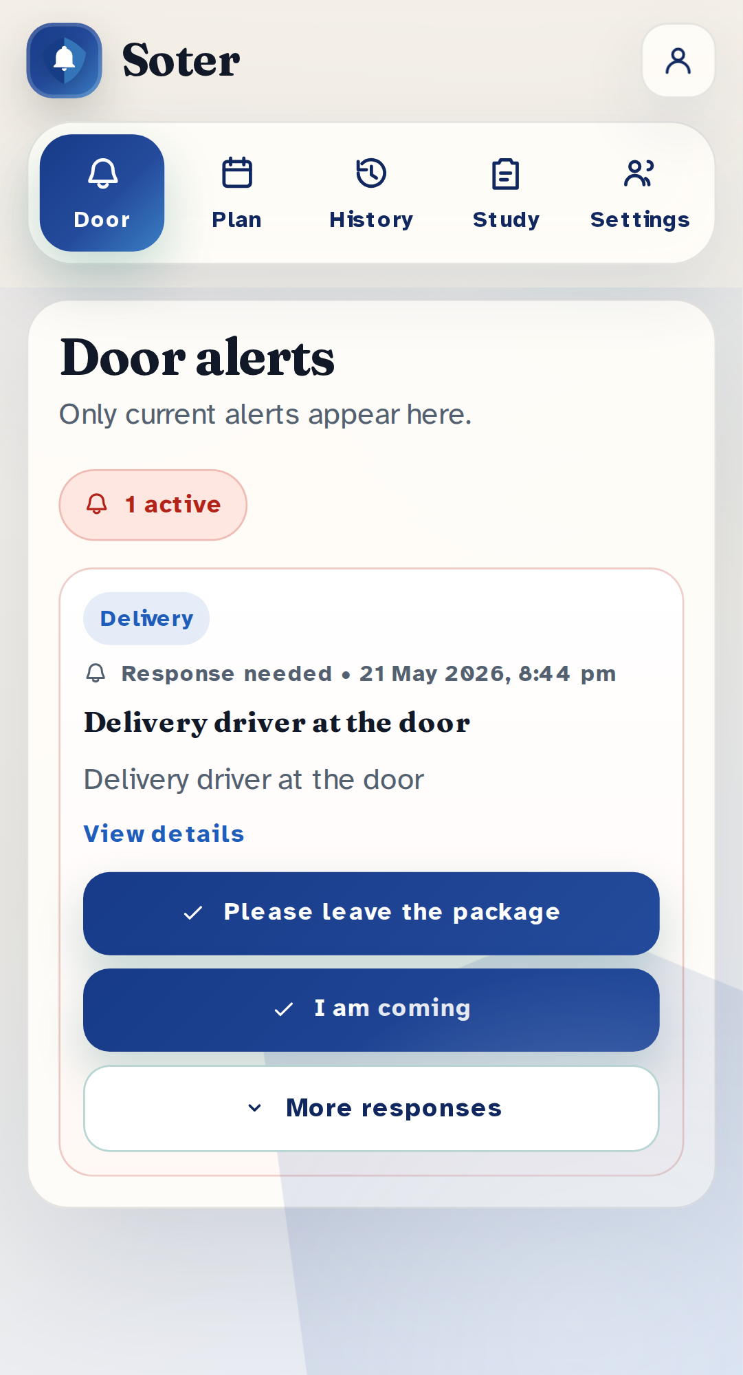 Dummy Soter occupant web app screen