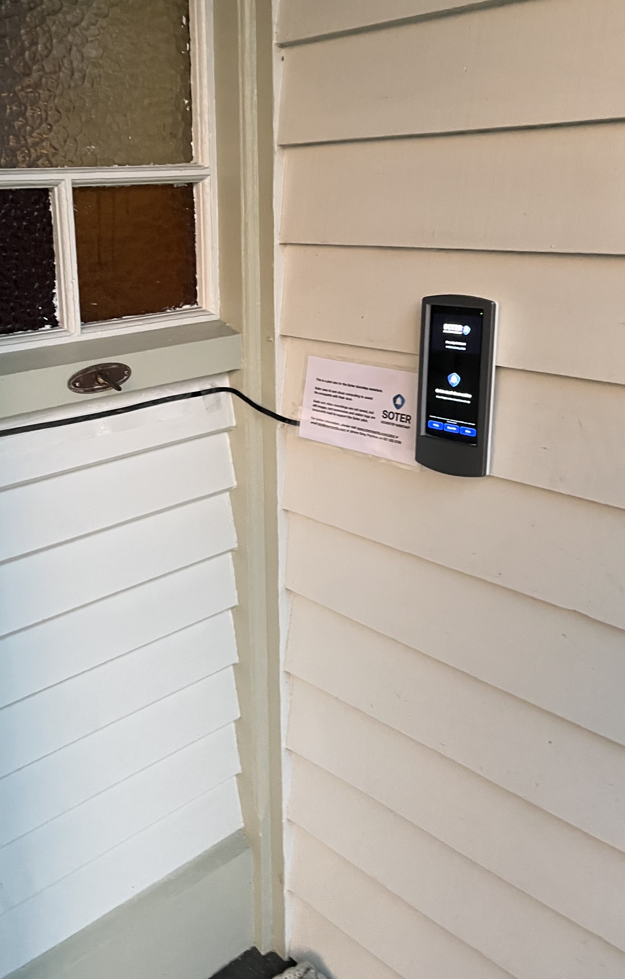 Soter pilot prototype mounted beside a front door